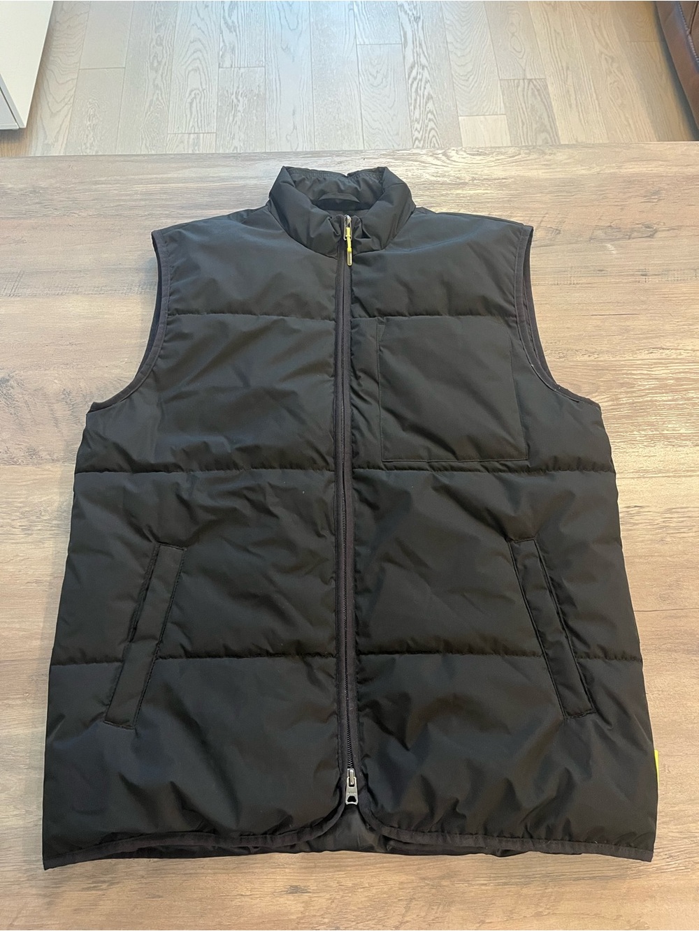 Jack & Jones Black Quilted Puffer Vest with Subtle Yellow Pull
